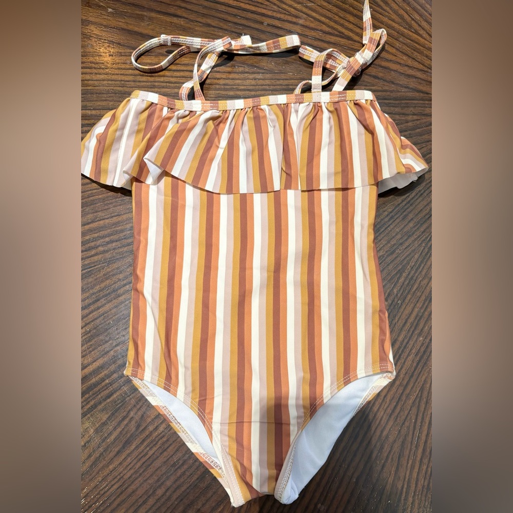 Rylee + Cru Retro Striped 2-3T Swimsuit